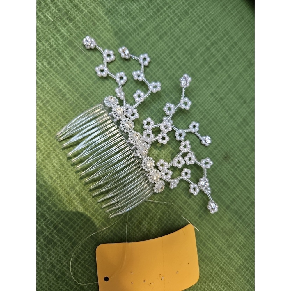 Vintage Rhinestone Pearl Hair Comb Bridal Headpiece Wedding Spray Formal